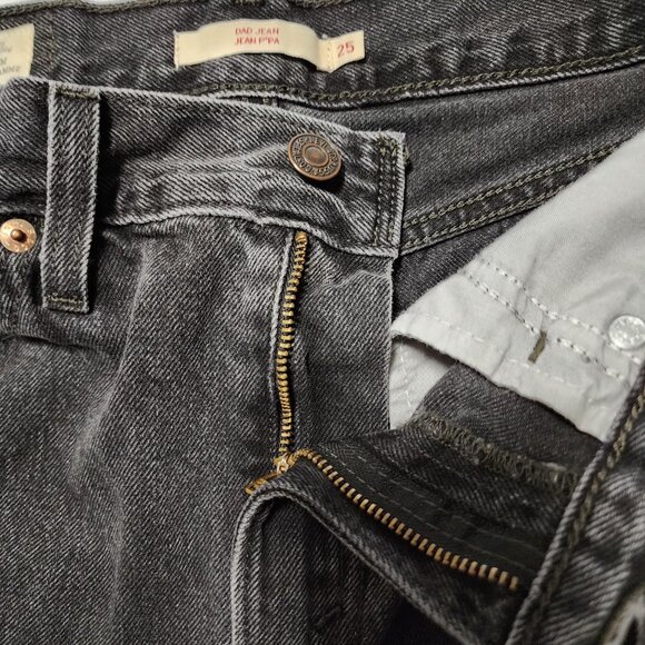 Levi's Black Wash Rigid Denim High Rise Dad Jeans - Picture 6 of 9